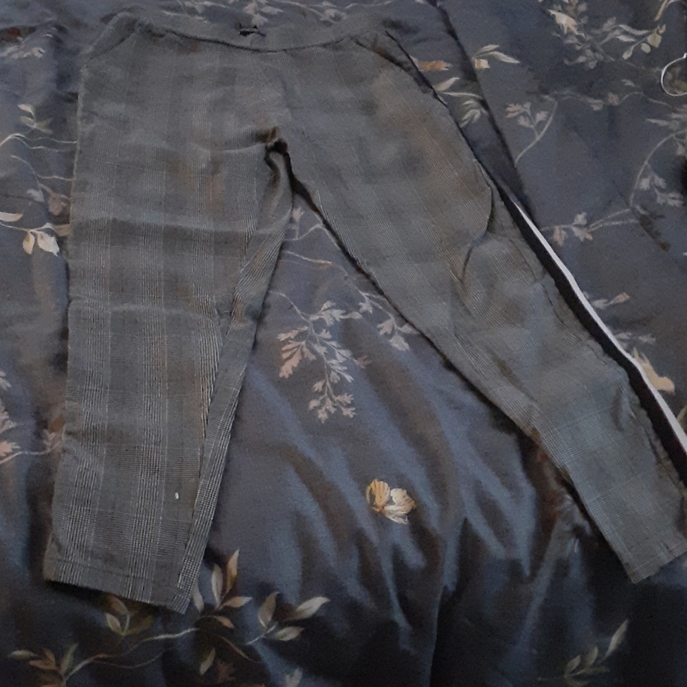 Grey Pants with Red,Black,and white stripes